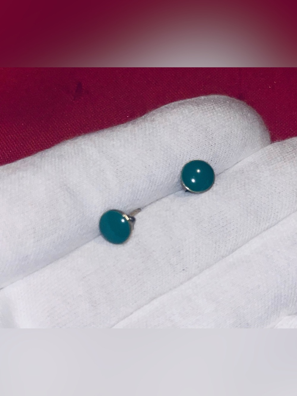 Vintage Teal Round Stud Earrings